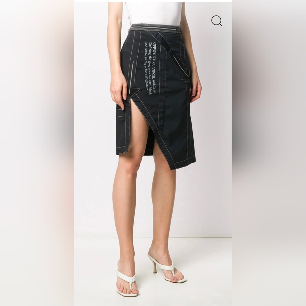 Off-White Black Women's Skirt With Contrast Stitching. - Picture 6 of 14